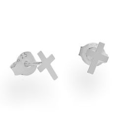 Silver cross stud earrings 7mm - 925 silver