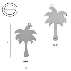 CL-443 PALM TREE Pendant 30,0 mm Sterling Silver 925