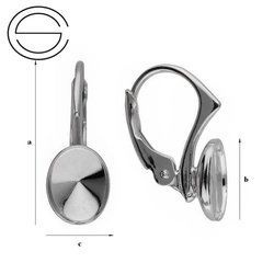 BAP-99/8 Leverbacks for 4122 Oval Rivoli 8mm - Earring Hooks - Sterling Silver 925 Rhodium Plated