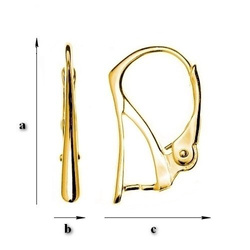 BAZ-8 Leverbacks - Earring Hooks - Sterling Silver 925 Gold Plated