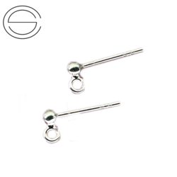 STWP-3 Ball earring 3mm with loop SILVER 925 RHODIUM