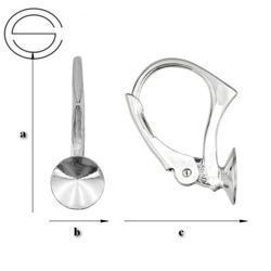 BAP-43/6 Leverbacks for 1122 Rivoli 6mm - Earring Hooks - Sterling Silver 925 Rhodium Plated