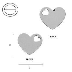 CL-226 HEART Plate 11,2 x 12,7 mm Sterling Silver 925