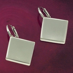 BA-44/12 Leverbacks for flat square stones 12mm - Earring Hooks - Sterling Silver 925