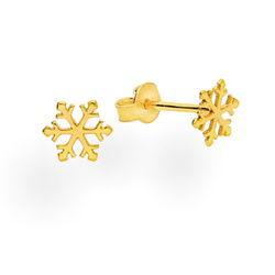 SZTZ-758 Silver earrings SNOWFLAKE - Sterling Silver 925 Gold Plated