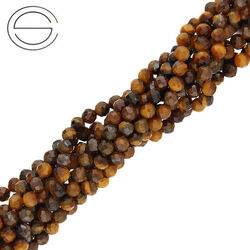 KN-RF-4,0 TIE Natural stone - round faceted - TIGER EYE - Strand