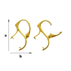 BAZ-26/10 Leverbacks for 10 mm Ball Beads - Earring Hooks - Sterling Silver 925 Gold Plated