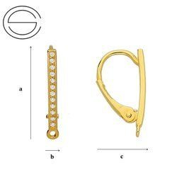 BACZ-1 Leverbacks with cubic zirconia. Silver 925 GOLD PLATED