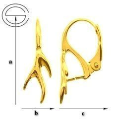 BAZ-39 Leverbacks for Crystals from Swarovski - Earring Hooks - Sterling Silver 925 Gold Plated