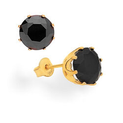 Kolczyk męski cyrkonia 9mm - SREBRO ZŁOCONE 24K