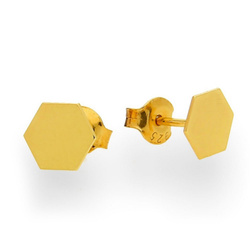 Silver honeycomb earrings 7mm - GOLD PLATED