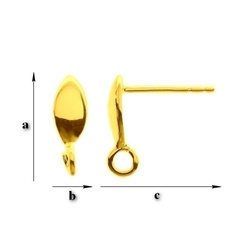 SHZ-4 STUD EARRING WITH LOOP SILVER 925 GOLD PLATED