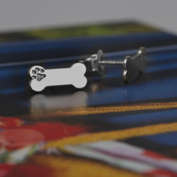 SZT-734  Kolczyki sztyfty 9mm KOŚĆ PIES SREBRO