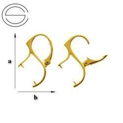 BAZ-26/10 Leverbacks for 10 mm Ball Beads - Earring Hooks - Sterling Silver 925 Gold Plated