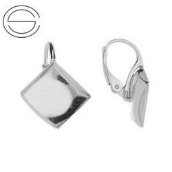 BA-44/10 Leverbacks for flat square stones 10mm - Earring Hooks - Sterling Silver 925