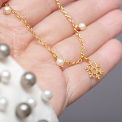 Bransoletka ŚNIEŻYNKA i PERŁY Swarovski - SREBRO