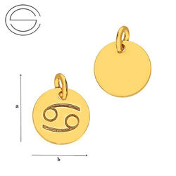 CLZ-580 CANCER Zodiac Pendant 9,0 mm Sterling Silver 925 Gold Plated