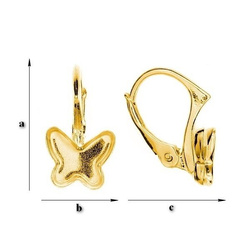 BAZ-62 Leverbacks for 2854 Butterfly 8mm - Earring Hooks - Sterling Silver 925 Gold Plated