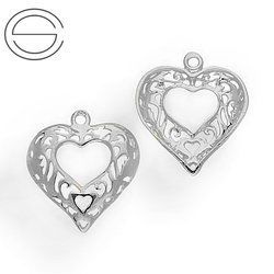 CHAP-110 SERCE do podwieszania Srebro 925 RODOWANE