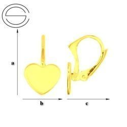 BAZ-69/10 Leverbacks for 2808 Heart 10mm - Earring Hooks - Sterling Silver 925 Gold Plated