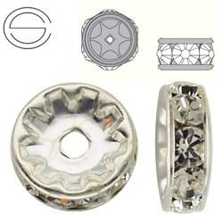 77508 Swarovski Rondelle CRYSTAL - Rhodium