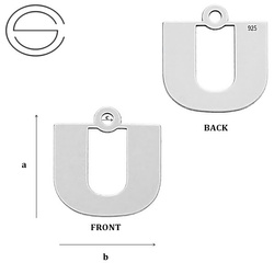 CL-213 U "U" Pendant 11,5 x 11,7 mm Sterling Silver 925