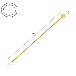 SKKZ-50 Pin with ball - Sterling Silver 925 Gold Plated