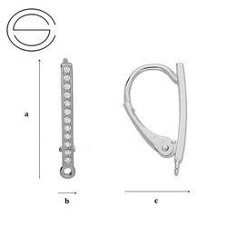 BACP-1 Leverbacks with cubic zirconia. Silver 925 RHODIUM