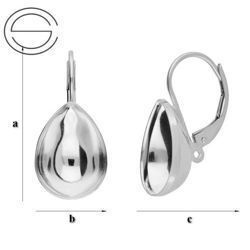 BA-88/14 Leverbacks for 4320 Pear 14mm - Earring Hooks - Sterling Silver 925