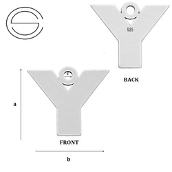 CL-213 Y "Y" Pendant 10,2 x 12,3 mm Sterling Silver 925