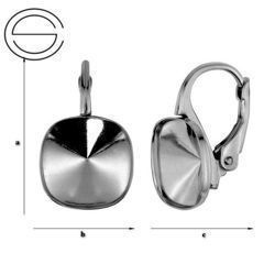 BAP-85/12 Leverbacks for 4470 Square 12mm - Earring Hooks - Sterling Silver 925 Rhodium Plated