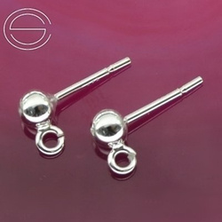 STW-4 Ball earring 4mm with loop SILVER 925/GRAM
