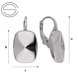 BAP-100/14 Leverbacks for 4568 Swarovski - Earring Hooks - Sterling Silver 925 Rhodium Plated