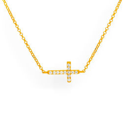 Srebrny naszyjnik cyrkonie KRYŻ KRZYŻYK - SREBRO