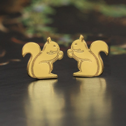 SZTZ-766 Silver earrings SQUIRREL - Sterling Silver 925 Gold Plated
