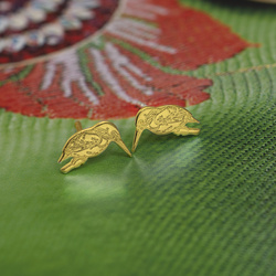 SZTZ-745 Silver earrings KINGFISHER - Sterling Silver 925 Gold Plated