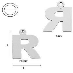 CL-213R "R" Pendant 12,2 x 11,3 mm Sterling SIlver 925