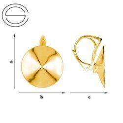 BAZ-43/18 Leverbacks for 1122 Rivoli 18mm - Earring Hooks - Sterling Silver 925 Gold Plated