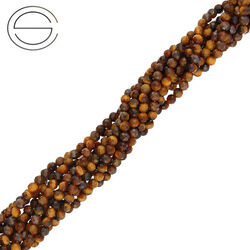 KN-RF-3,0 TIE Natural stone - round faceted - TIGER EYE - Strand