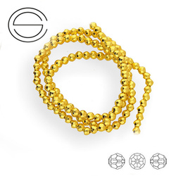 KN-RF-3,0 HEM 18K-GPL Natural stone - round faceted - PLATED HEMATITE