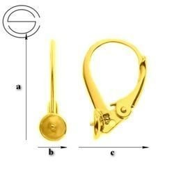 BAZ-17 Leverbacks - Earring Hooks - Sterling Silver 925 Gold Plated