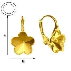 BAZ-57 Leverbacks for 4744 Flower 10mm - Earring Hooks - Sterling Silver 925 Gold Plated