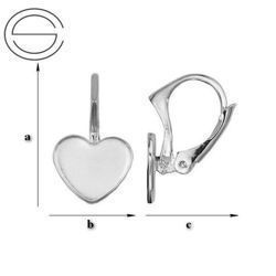 BAP-69/10 Leverbacks for 2808 Heart 10mm - Earring Hooks - Sterling Silver 925 Rhodium Plated