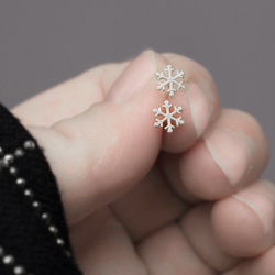 SZTP-758 Silver earrings SNOWFLAKE - Sterling Silver 925 Rhodium Plated