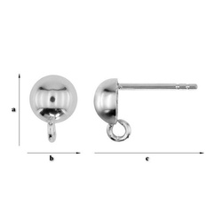 SH-43 HALFBALL EARRING WITH LOOP SILVER 925/GRAM