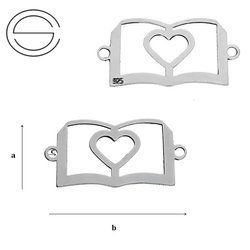 CL-425A BOOK Pendant 10,0 x 20,0 mm Sterling Silver