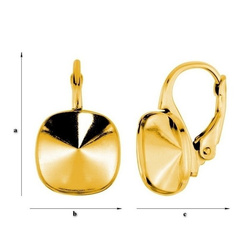 BAZ-85/10 Leverbacks for 4470 Square 10mm - Earring Hooks - Sterling Silver 925 Gold Plated