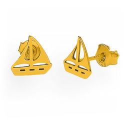 Srebrne kolczyki ŻAGLÓWKA - SREBRO 925 POZŁACANE