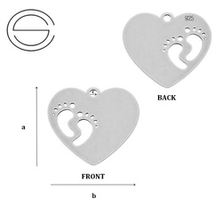 CL-405 HEART Pendant 13,5 x 15,0 mm Sterling Silver 925