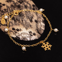 Bransoletka ŚNIEŻYNKA i PERŁY Swarovski - SREBRO